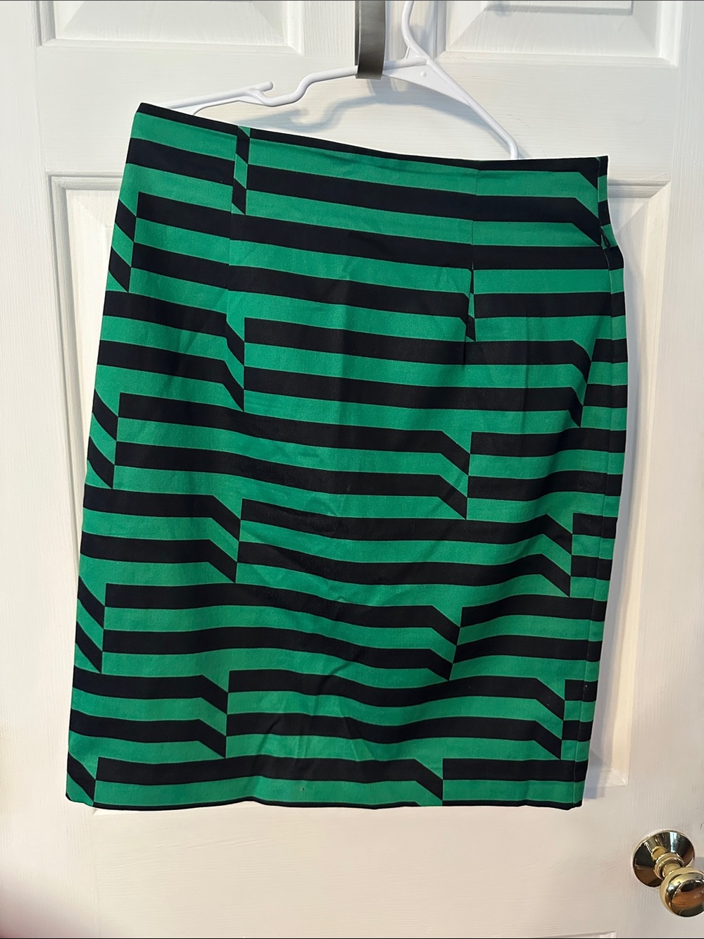 Worthington Green and Black Striped Pencil Skirt